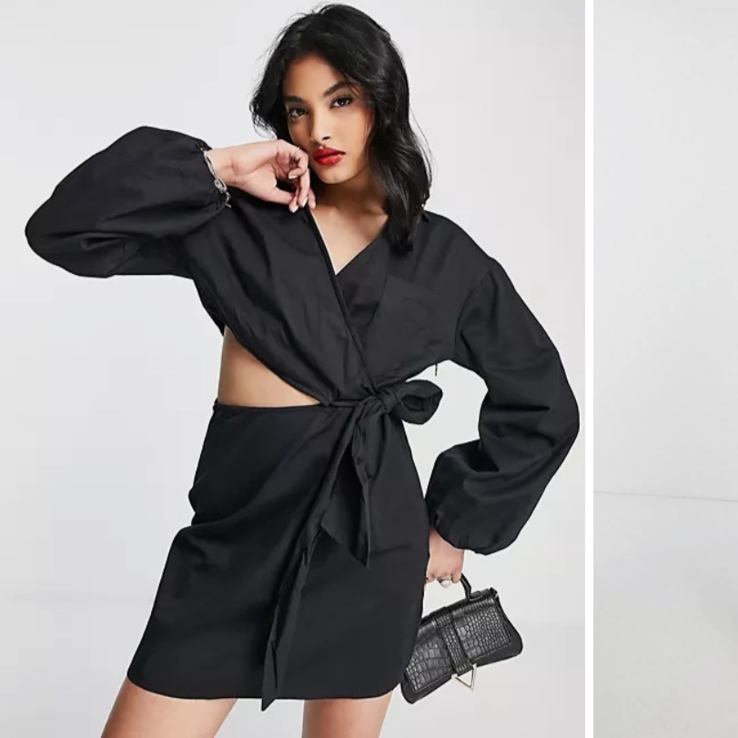 Pretty Lavish Cut-Out Wrap Shirt Mini Dress